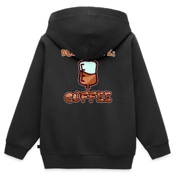 Caféine Déclaration humoristique café Buveur de café - Sweat Premium à capuche zippé enfant bio - noir - Dos - AI Model Kid Male (0cm)