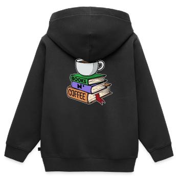 Buveur de café Lait Café Déclaration de consommation de café - Sweat Premium à capuche zippé enfant bio - noir - Dos - AI Model Kid Male (0cm)
