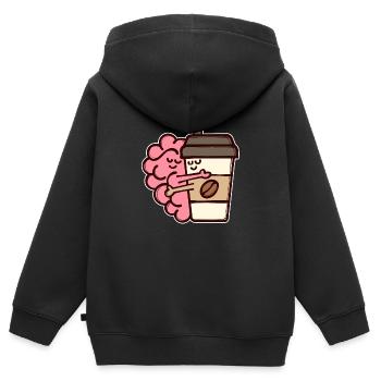 Café Boire des grains de café Amateurs de café - Sweat Premium à capuche zippé enfant bio - noir - Dos - AI Model Kid Male (0cm)