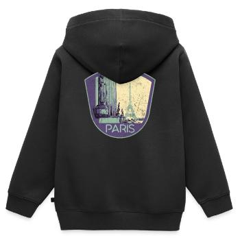 Retro-Abzeichen, Paris Frankreich ist meine Heimatstadt - Kinder Premium Organic Zip Hoodie - Schwarz - Hinten - AI Model Kid Male (0cm)
