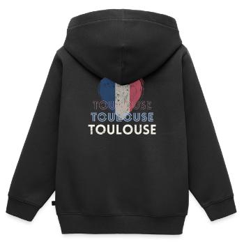 Retro-Abzeichen, Toulouse Frankreich ist meine Heimatstadt - Kinder Premium Organic Zip Hoodie - Schwarz - Hinten - AI Model Kid Male (0cm)