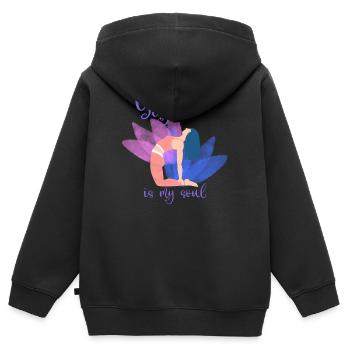 Yoga ist meine Seele – Farbige Pose - Kinder Premium Organic Zip Hoodie - Schwarz - Hinten - AI Model Kid Male (0cm)