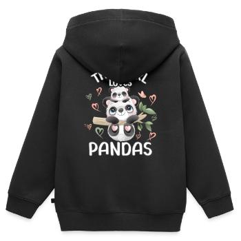 Dieses Maedchen Liebt Pandas - Kinder Premium Organic Zip Hoodie - Schwarz - Hinten - AI Model Kid Male (0cm)
