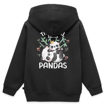 Dieses Maedchen Liebt Pandas - Kinder Premium Organic Zip Hoodie - Schwarz - Hinten - AI Model Kid Male (0cm)