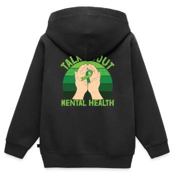 Talk About Mental Health - Kinder Premium Organic Zip Hoodie - Schwarz - Hinten - AI Model Kid Male (0cm)