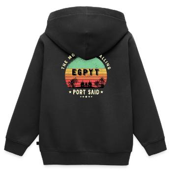 Conception de la mosquée Port-Saïd - Sweat Premium à capuche zippé enfant bio - noir - Dos - AI Model Kid Male (0cm)