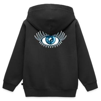 Auge blau Vorsehung Yin Yang Symbol - Kinder Premium Organic Zip Hoodie - Schwarz - Hinten - AI Model Kid Male (0cm)
