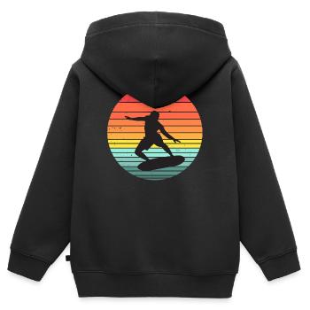 Surfen, Surfen, Surfen - Kinder Premium Organic Zip Hoodie - Schwarz - Hinten - AI Model Kid Male (0cm)