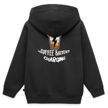 Déclaration de consommation de café Amateurs de café Petit déjeuner - Sweat Premium à capuche zippé enfant bio - noir - Dos - AI Model Kid Male (0cm)
