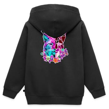 Lynx Cat Couleurs d’été - Sweat Premium à capuche zippé enfant bio - noir - Dos - AI Model Kid Male (0cm)