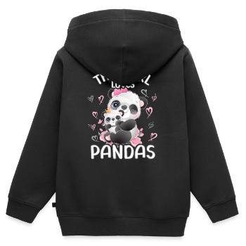 Dieses Maedchen Liebt Pandas - Kinder Premium Organic Zip Hoodie - Schwarz - Hinten - AI Model Kid Male (0cm)