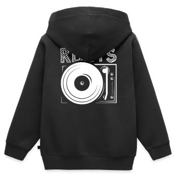 platine DJ DJ Platines Racines Platine vinyle - Sweat Premium à capuche zippé enfant bio - noir - Dos - AI Model Kid Male (0cm)