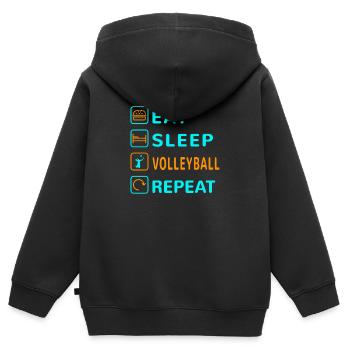 Essen. Schlafen. Volleyball. Wiederholen Design - Kinder Premium Organic Zip Hoodie - Schwarz - Hinten - AI Model Kid Male (0cm)
