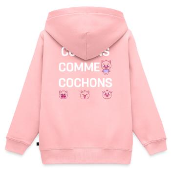 COPAINS COMME COCHONS - Sweat Premium à capuche zippé enfant bio - rose - Dos - AI Model Kid Female (0cm)