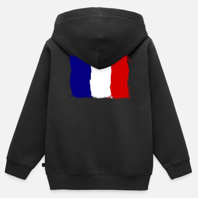 France, français - Sweat Premium à capuche zippé enfant bio - noir
