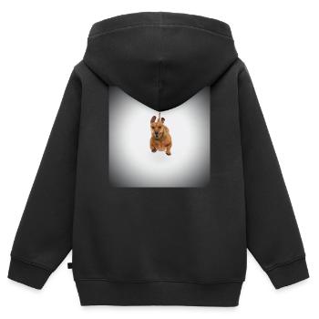 Teckel brun - Sweat Premium à capuche zippé enfant bio - noir - Dos - AI Model Kid Male (0cm)