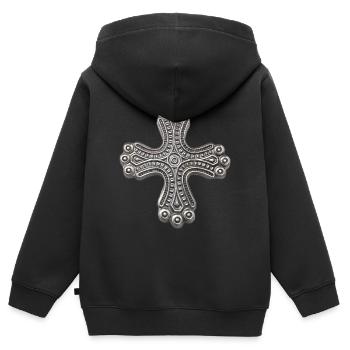 Kalevala Silver Cross - Kids Premium Organic Zip-up Hoodie - black - Back - AI Model Kid Male (0cm)