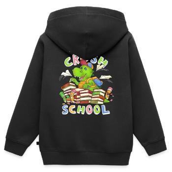 Ready to crush school cooler Dino zur Einschulung - Kinder Premium Organic Zip Hoodie - Schwarz - Hinten - AI Model Kid Male (0cm)