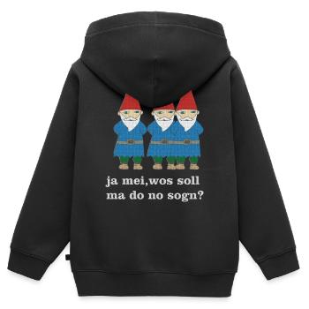gartenzwerge bayerisch - Kinder Premium Organic Zip Hoodie - Schwarz - Hinten - AI Model Kid Male (0cm)