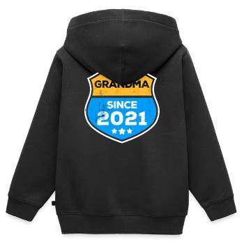 Grand-mère Grand-mère Déclaration Retraitée Grand-mère - Sweat Premium à capuche zippé enfant bio - noir - Dos - AI Model Kid Male (0cm)