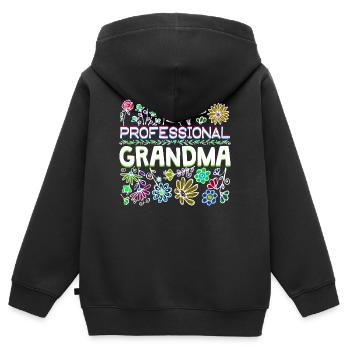 Grand-mère disant Grand-mère Grand-mère Retraite - Sweat Premium à capuche zippé enfant bio - noir - Dos - AI Model Kid Male (0cm)