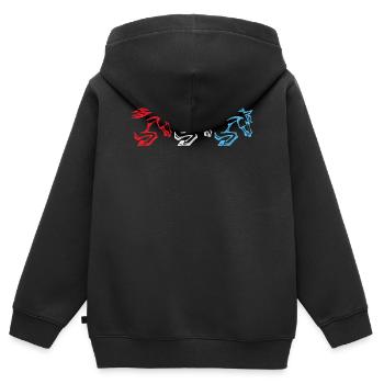 Isländer Pferde Hengst Galopp Islandpferde - Kinder Premium Organic Zip Hoodie - Schwarz - Hinten - AI Model Kid Male (0cm)