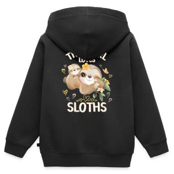 Dieses Maedchen Liebt Faultiere - Kinder Premium Organic Zip Hoodie - Schwarz - Hinten - AI Model Kid Male (0cm)