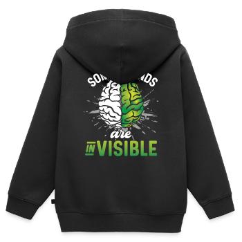 Santé mentale Certaines blessures sont invisibles - Sweat Premium à capuche zippé enfant bio - noir - Dos - AI Model Kid Male (0cm)