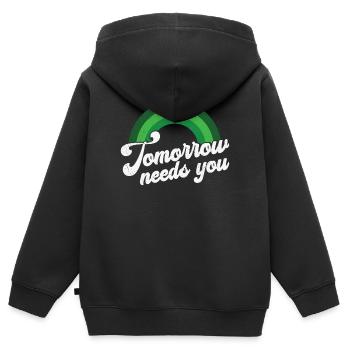 Regenbogen Mental Health Tomorrow Needs - Kinder Premium Organic Zip Hoodie - Schwarz - Hinten - AI Model Kid Male (0cm)
