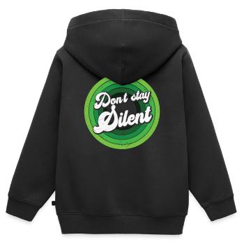 Don't Stay Silent Green Mental Health - Kids Premium Organic Zip-up Hoodie - black - Back - AI Model Kid Male (0cm)