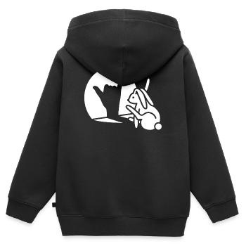Kaninchen Hand Schatten Ruf Dich An! Telefon Handy - Kinder Premium Organic Zip Hoodie - Schwarz - Hinten - AI Model Kid Male (0cm)