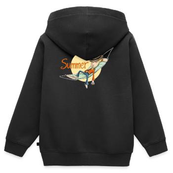 summer - Kinder Premium Organic Zip Hoodie - Schwarz - Hinten - AI Model Kid Male (0cm)