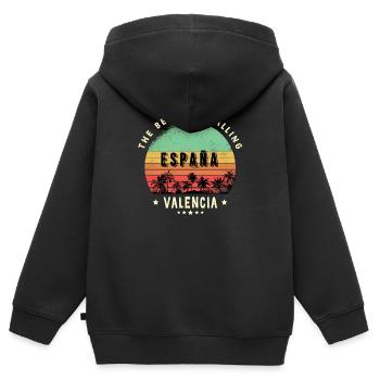 Valencia Spanien Strand Design - Kinder Premium Organic Zip Hoodie - Schwarz - Hinten - AI Model Kid Male (0cm)