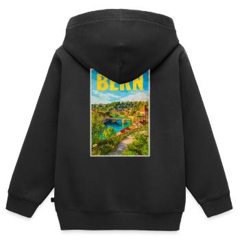 Bern Panorama Aare & Altstadt - Kinder Premium Organic Zip Hoodie - Schwarz - Hinten - AI Model Kid Male (0cm)