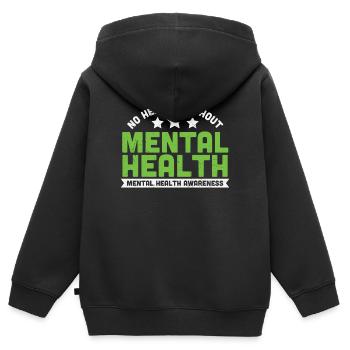 No Health Without Mental Health - Kids Premium Organic Zip-up Hoodie - black - Back - AI Model Kid Male (0cm)