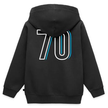 Nummer 70 - Siebzig - Kinder Premium Organic Zip Hoodie - Schwarz - Hinten - AI Model Kid Male (0cm)