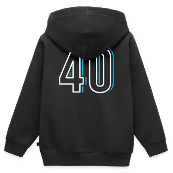Numéro 40 - Quarante - Sweat Premium à capuche zippé enfant bio - noir - Dos - AI Model Kid Male (0cm)