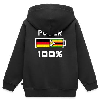 100 Power Deutschland Simbabwe - Kinder Premium Organic Zip Hoodie - Schwarz - Hinten - AI Model Kid Male (0cm)