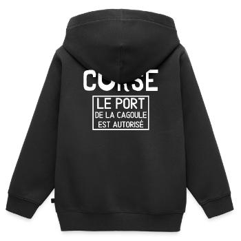 Corse, fierté Corse, j'aime la Corse - Sweat Premium à capuche zippé enfant bio - noir - Dos - AI Model Kid Male (0cm)