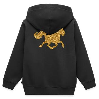 Pferdeliebe Pferde Islandpferde Galopp Fohlen - Kinder Premium Organic Zip Hoodie - Schwarz - Hinten - AI Model Kid Male (0cm)