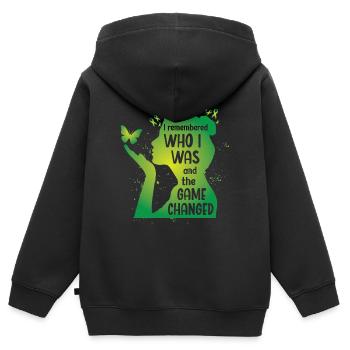 She remebered who she was - Kids Premium Organic Zip-up Hoodie - black - Back - AI Model Kid Male (0cm)