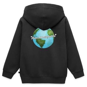 Menschheitsfamilie Friedensbewegung - Kinder Premium Organic Zip Hoodie - Schwarz - Hinten - AI Model Kid Male (0cm)