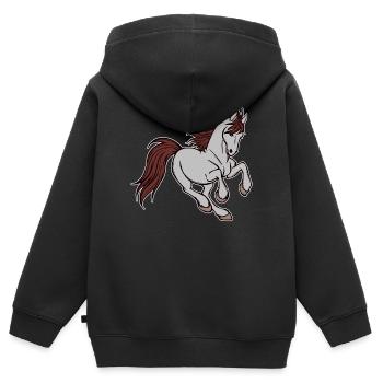 Islandpferde Pferde Galopp Pferdeliebe Isländer - Kinder Premium Organic Zip Hoodie - Schwarz - Hinten - AI Model Kid Male (0cm)