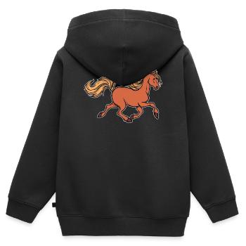 Galopp Pferdeliebe Islandpferde Pferdenarr Pferde - Kinder Premium Organic Zip Hoodie - Schwarz - Hinten - AI Model Kid Male (0cm)