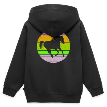 Hengst Galopp Pferdeliebe Pferde Islandpferde - Kinder Premium Organic Zip Hoodie - Schwarz - Hinten - AI Model Kid Male (0cm)