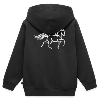 Galopp Pferdeliebe Pferdenarr Islandpferde Pferde - Kinder Premium Organic Zip Hoodie - Schwarz - Hinten - AI Model Kid Male (0cm)
