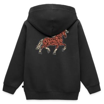 Polygon Pferde Islandpferde Hengst Pferdenarr - Kinder Premium Organic Zip Hoodie - Schwarz - Hinten - AI Model Kid Male (0cm)