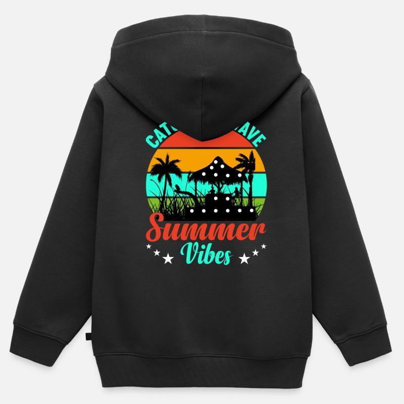 Été Été Attrapez la vague - Sweat Premium à capuche zippé enfant bio - noir
