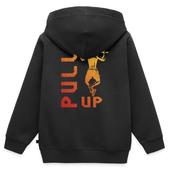 Klimmzug-Silhouette im Farbverlauf - Kinder Premium Organic Zip Hoodie - Schwarz - Hinten - AI Model Kid Male (0cm)