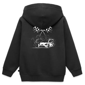 Autos Symbol Zielflagge Rally Drift Icon Logo - Kinder Premium Organic Zip Hoodie - Schwarz - Hinten - AI Model Kid Male (0cm)